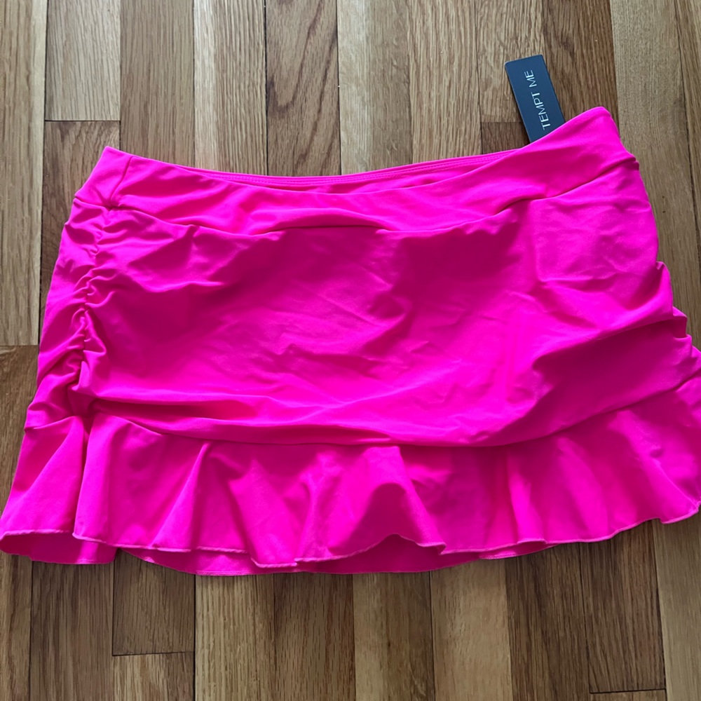 Women's Hot Pink Ruffle Swim Skirt